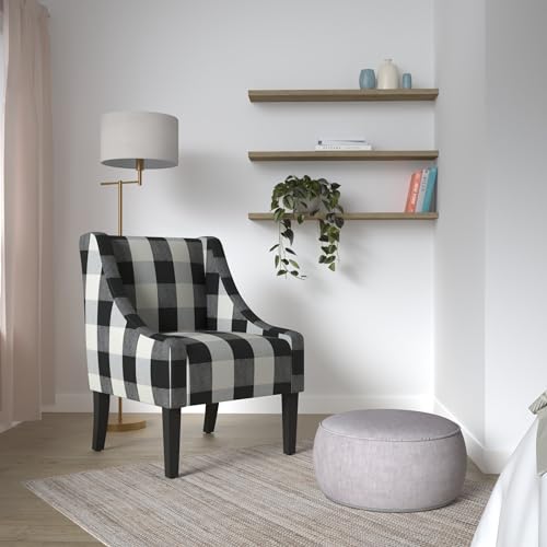 HomePop Velvet Swoop Arm Accent Chair, Suri Blue