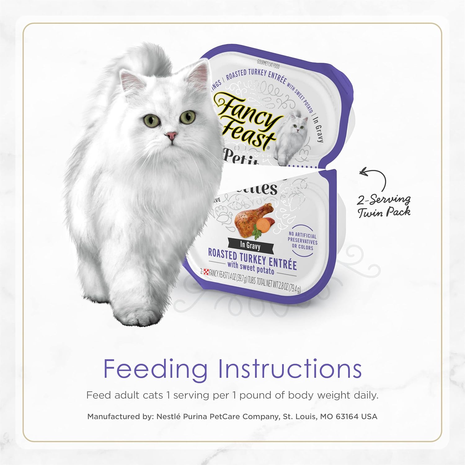 Purina Fancy Feast Gourmet Gravy Wet Cat Food, Petites Turkey & Sweet Potato Entree - (Pack of 12) 2.8 oz. Tubs