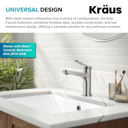 KRAUS Indy Single Handle One Hole Bathroom Sink Faucet in Chrome, KBF-1411CH