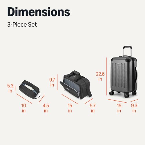 Amazon Basics 3-Piece Luggage Set, Including Carry-On Luggage (22