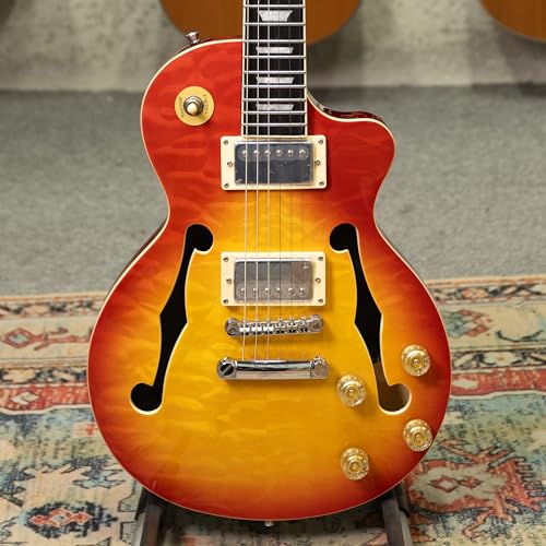 TARIO Electric Guitar cherryburst semi hollowbody quilted maple top Okoume Body Maple Neck with Bag