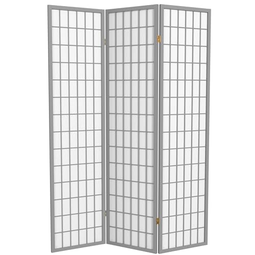 Red Lantern 6 ft. Tall Window Pane Shoji Screen-Natural-4 Panels Room Divider