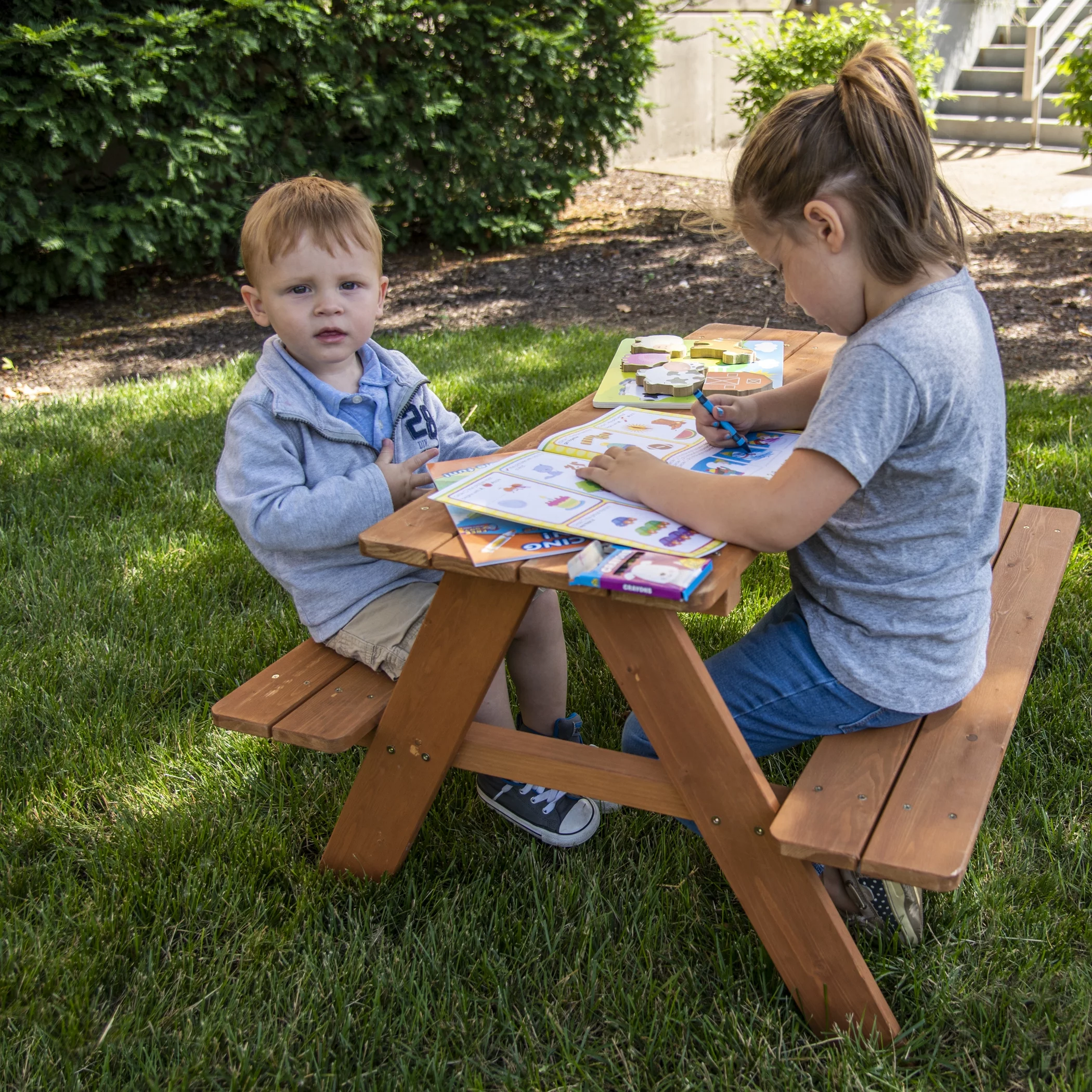 Homeware Kids Wooden Picnic Table - Recommended for Children Ages 3 Years and up Size: 35.0