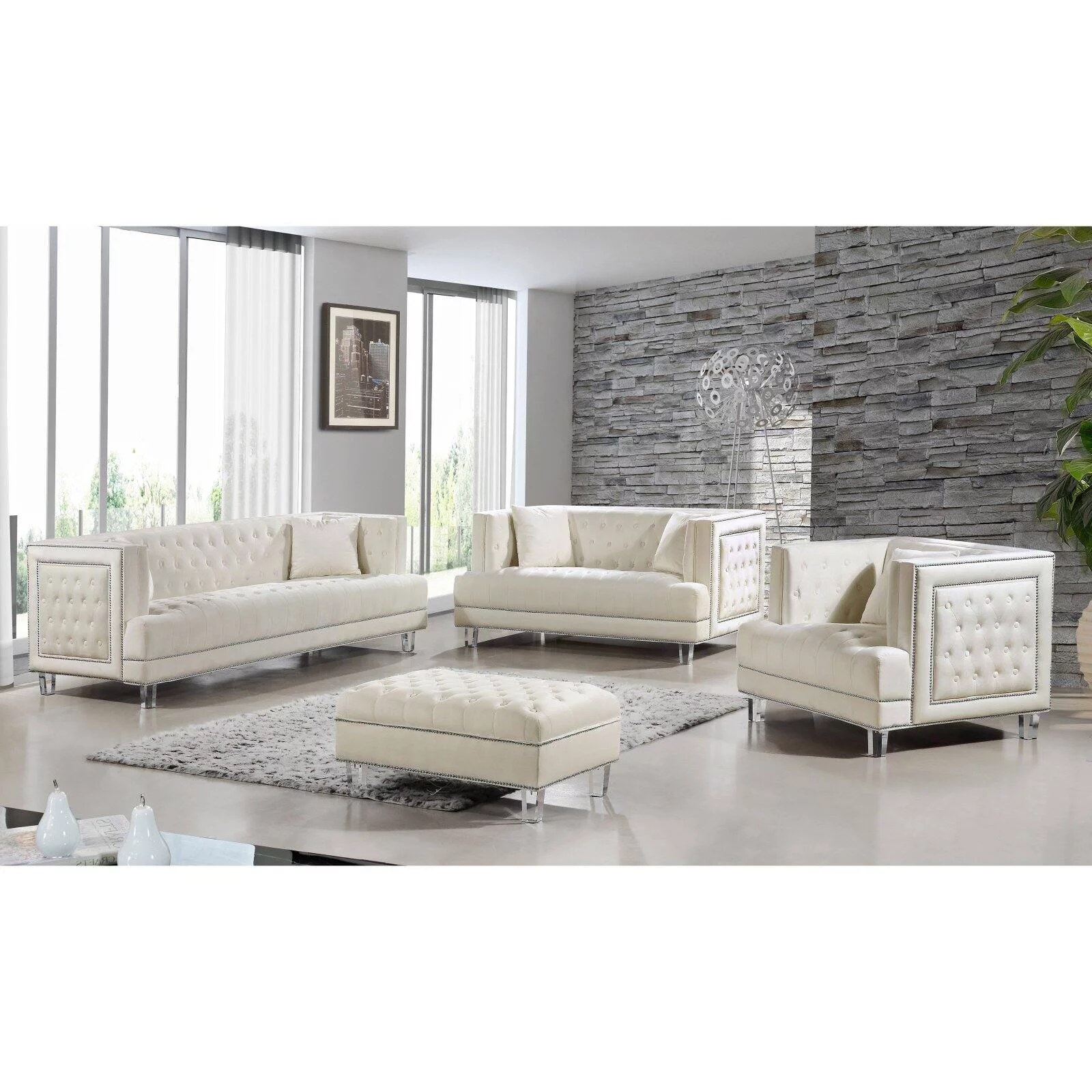 Meridian Furniture Lucas Cream Velvet Chair