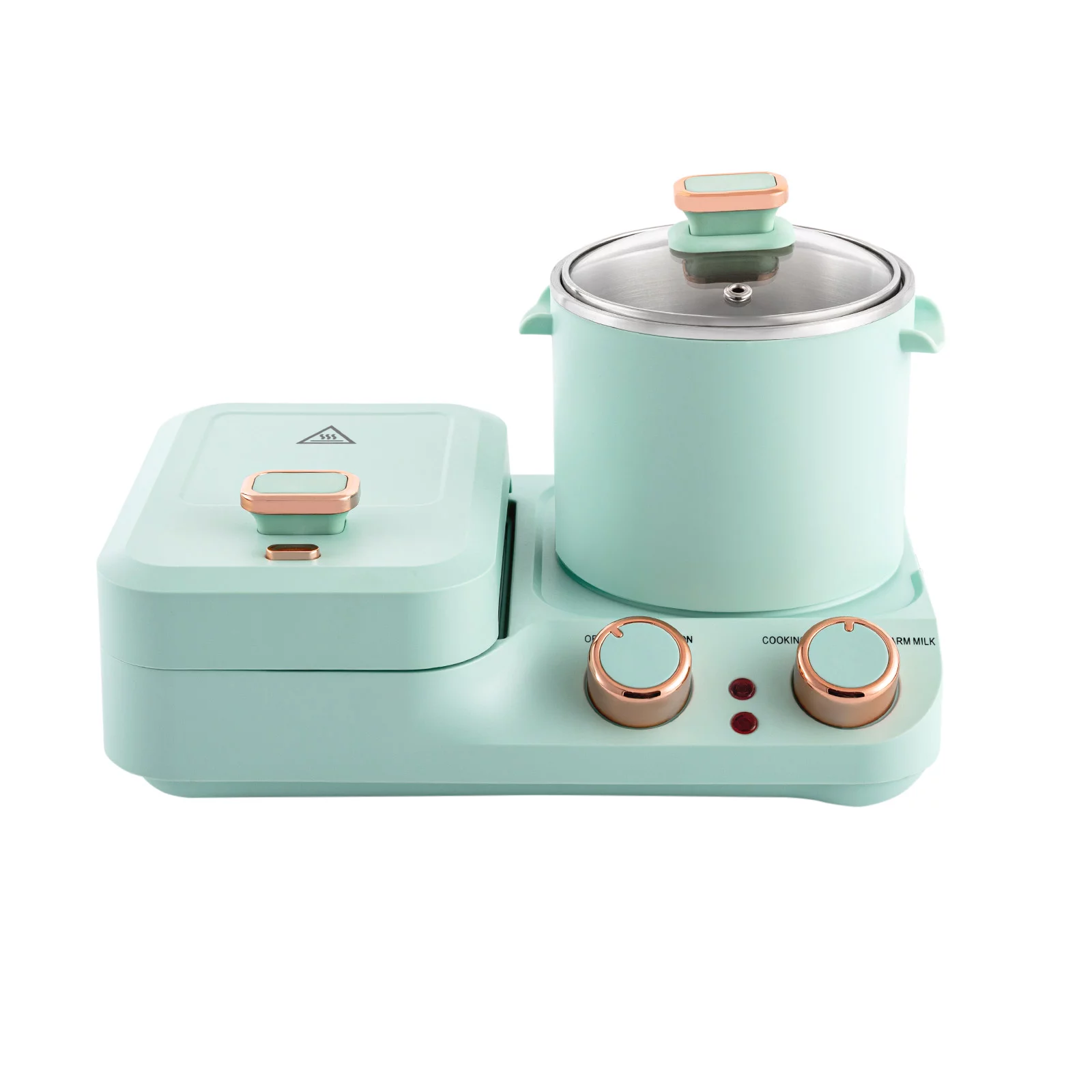 Oukaning 3in1 Breakfast Station Electric Mini Toaster Bread Breakfast Sandwich Maker Soup Pot Frying Pan Pot