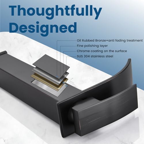 Airuida Brushed Gold Tall Waterfall Bathroom Vessel Sink Faucet Modern Bathroom Vanity Faucet Single Handle Single Hole Farmhouse Bar Mixer Tap Washbasin Faucet Deck Mount