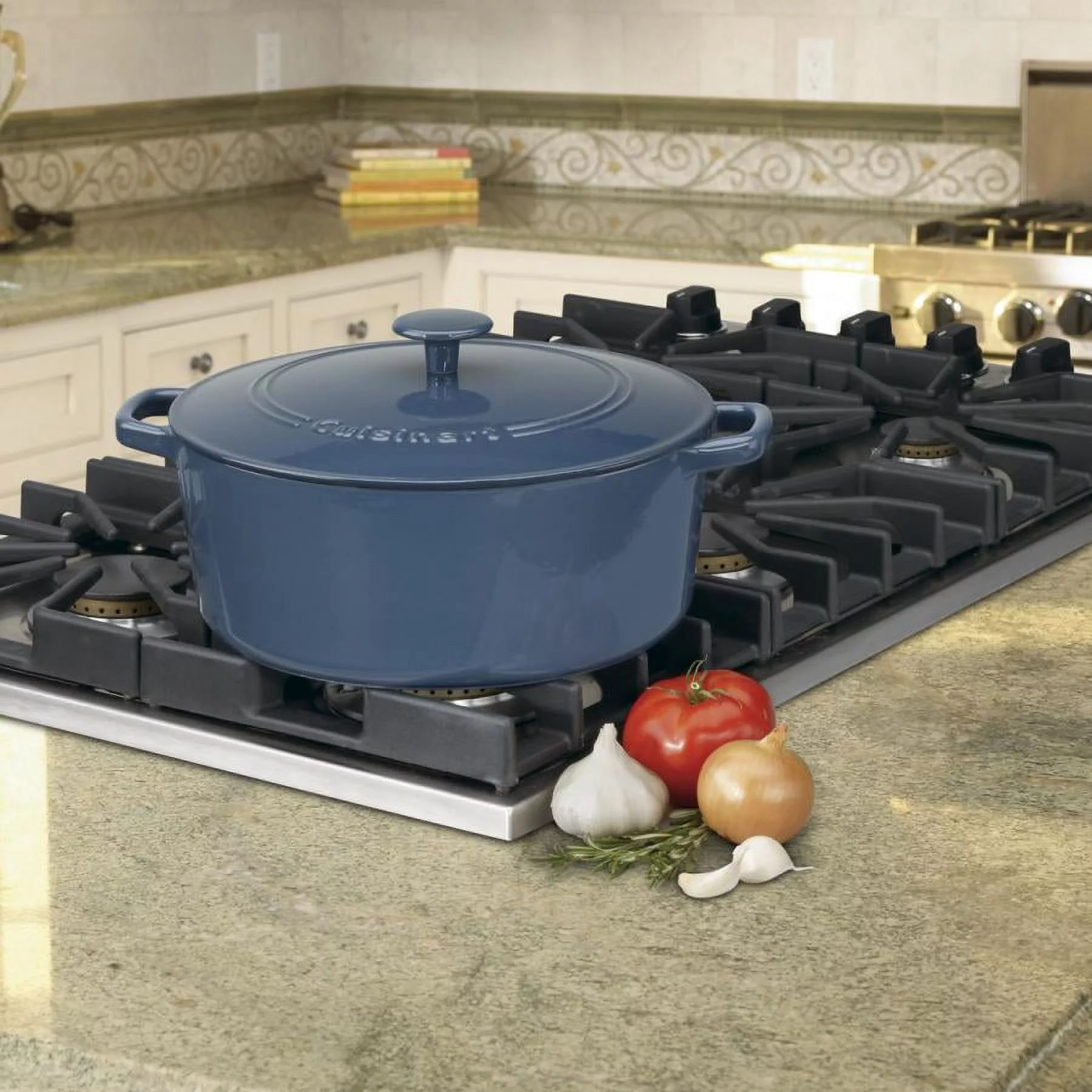 Cuisinart Chef'S Classic Enameled Cast Iron 7 Qt. Round Covered Casserole-Provencal Blue