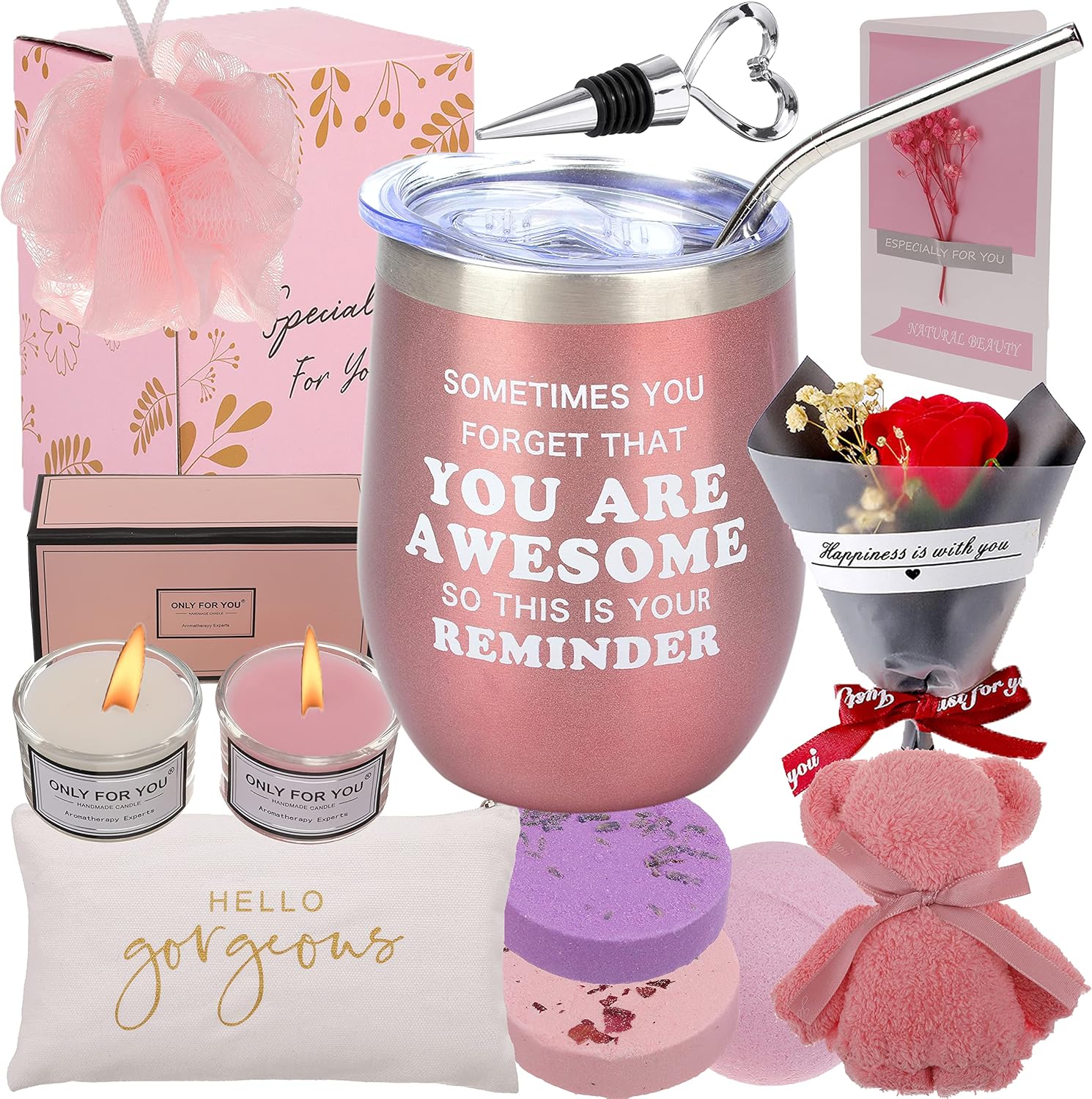 Birthday Gifts For Women, Relaxing Spa Gift Box Basket For Her Mom Sister Best Friend Unique Happy Birthday Bath Set Christmas Gift Ideas, Thank You Gifts for Women Who Have Everything