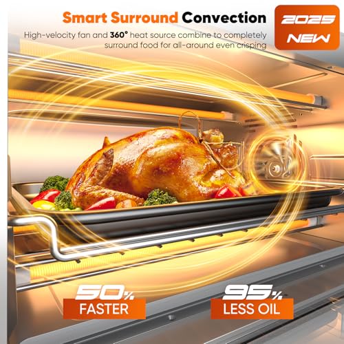 Nuwave Bravo Pro Smart 21QT Toaster Oven Air Fryer Combo, Convection Oven Countertop, 10 functions all in 1, with even & quick crisp technology, 50-450°F, 1800W, Mint Green