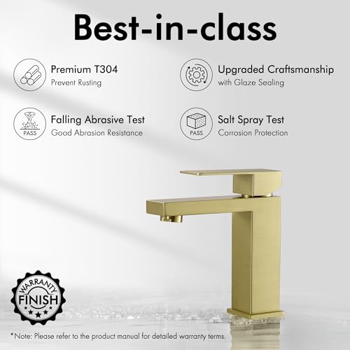 KES Vessel Sink Faucet, Black Bathroom Faucets, Tall Bathroom Faucets with Sink Drain with Overflow, L3156BLFF12-BK-C1