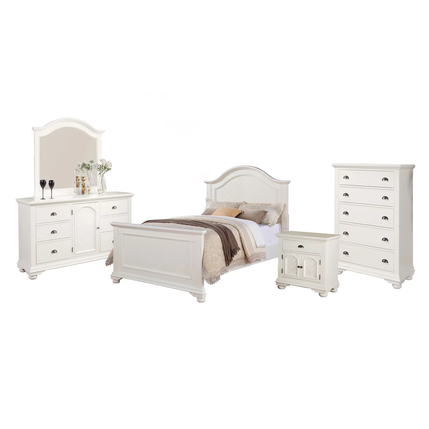 Picket House Furnishings Addison 5 Piece Full Bedroom Set in White