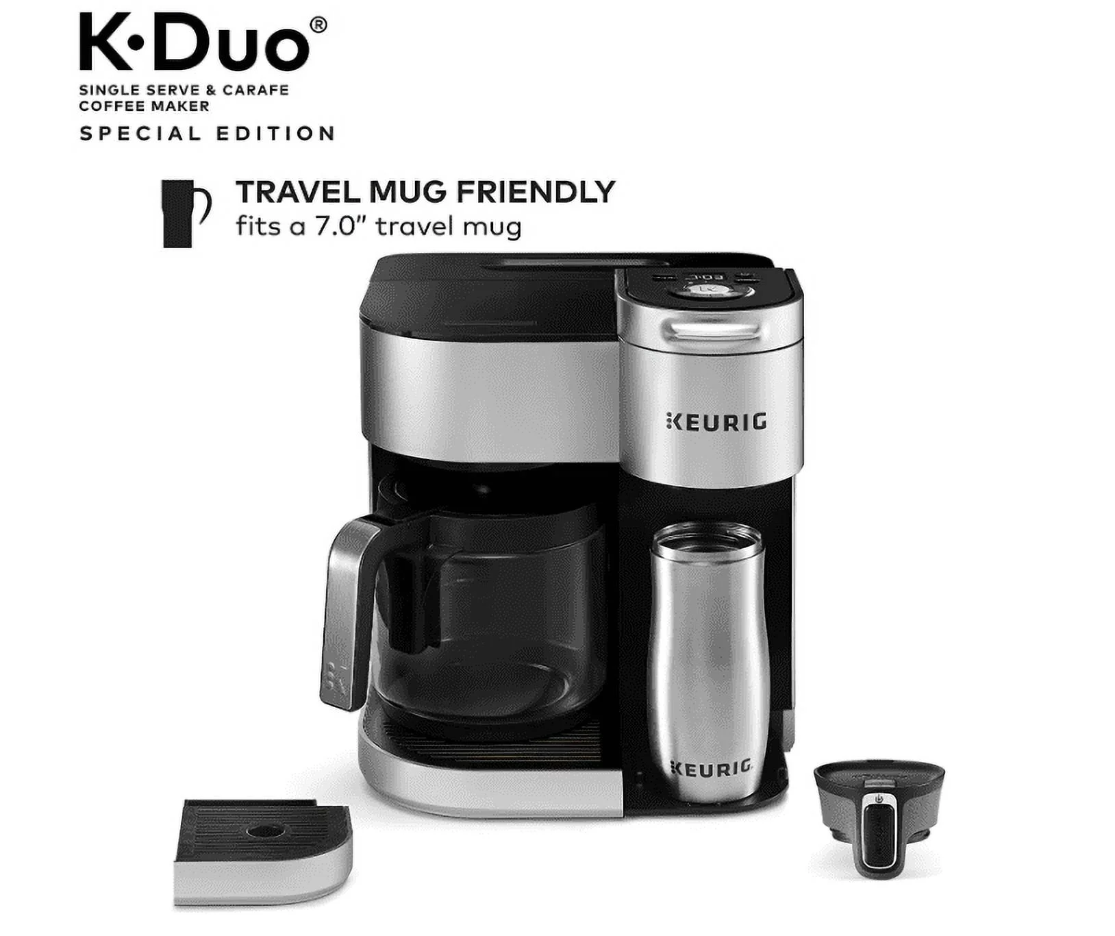 Keurig K-Duo Special Edition Coffee Maker, Single Serve and 12-Cup Drip Coffee Brewer, Compatible with K-Cup Pods and Ground Coffee, Silver
