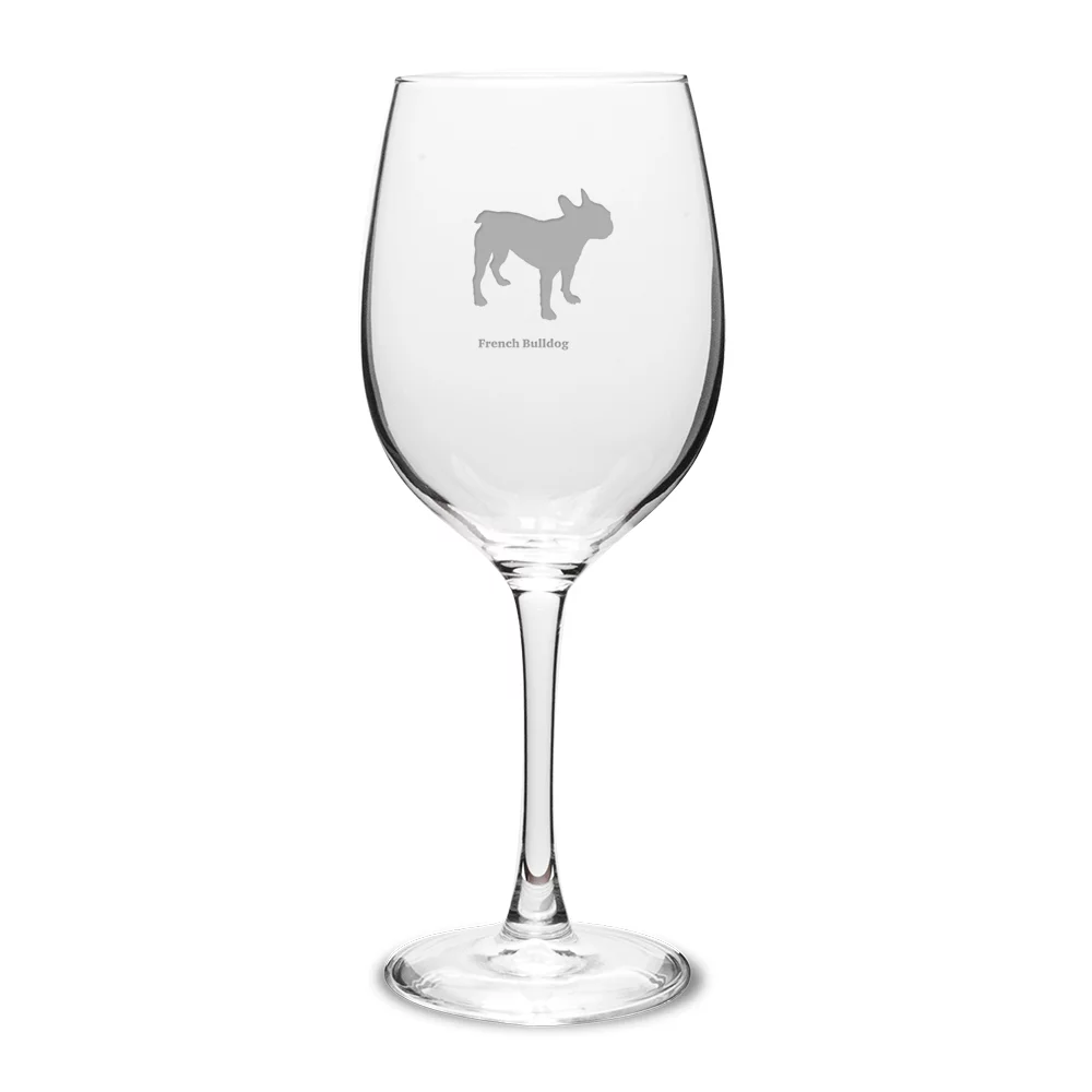 French Bulldog 16 oz Classic White Wine Glass
