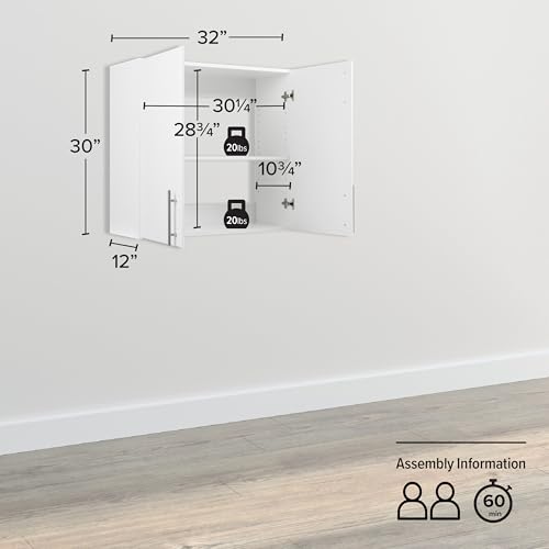 Prepac Elite 16 inch Stackable Wall Cabinet, Black