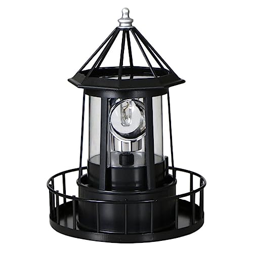 DOITOOL Rotating Light Solar Lighthouse Light Garden Solar Lighthouse Solar Lighthouse Tops Solar Rotating Light LED Solar Lamp Landscape Lamp Outdoor Light (Black) Lighthouse Lawn Ornament