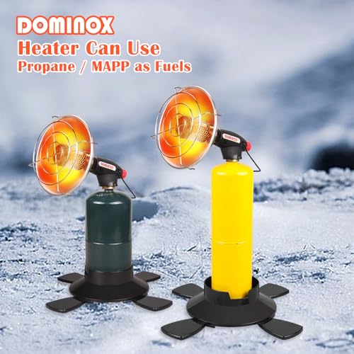 DOMINOX 6200BTU Propane Heater with Igniter and Temperature Control Valve, Camping Heaters with Gas Cylinder Base, Golf Cart Heater Fuel by Propane and MAPP Gas