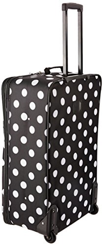 Rockland Vara Softside 3-Piece Upright Luggage Set, Expandable,Black dot, (20/22/28)