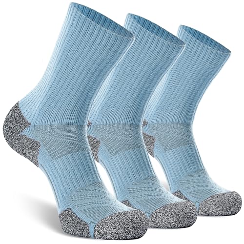 CWVLC Crew Hiking Socks, Cushion, Moisture Wicking, Arch Compression Boot Socks