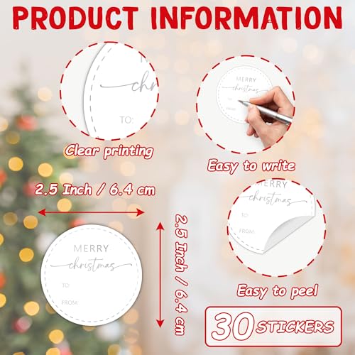 Gold Merry Christmas Gifts Tags Stickers, 30 Pcs Christmas Name Tags for Gifts, 2.5x2.5 Inch Holiday Presents Sticker Labels, Festive Chrismas Name Tag for Gift Wrapping Bags Classroom-D11