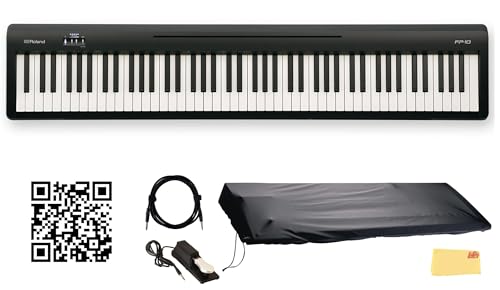 Roland FP-30X 88-Key Digital Piano - Black Bundle with Adjustable Stand, Bench, Sustain Pedal, Online Piano Lessons, Instructional DVD, and Austin Bazaar Polishing Cloth