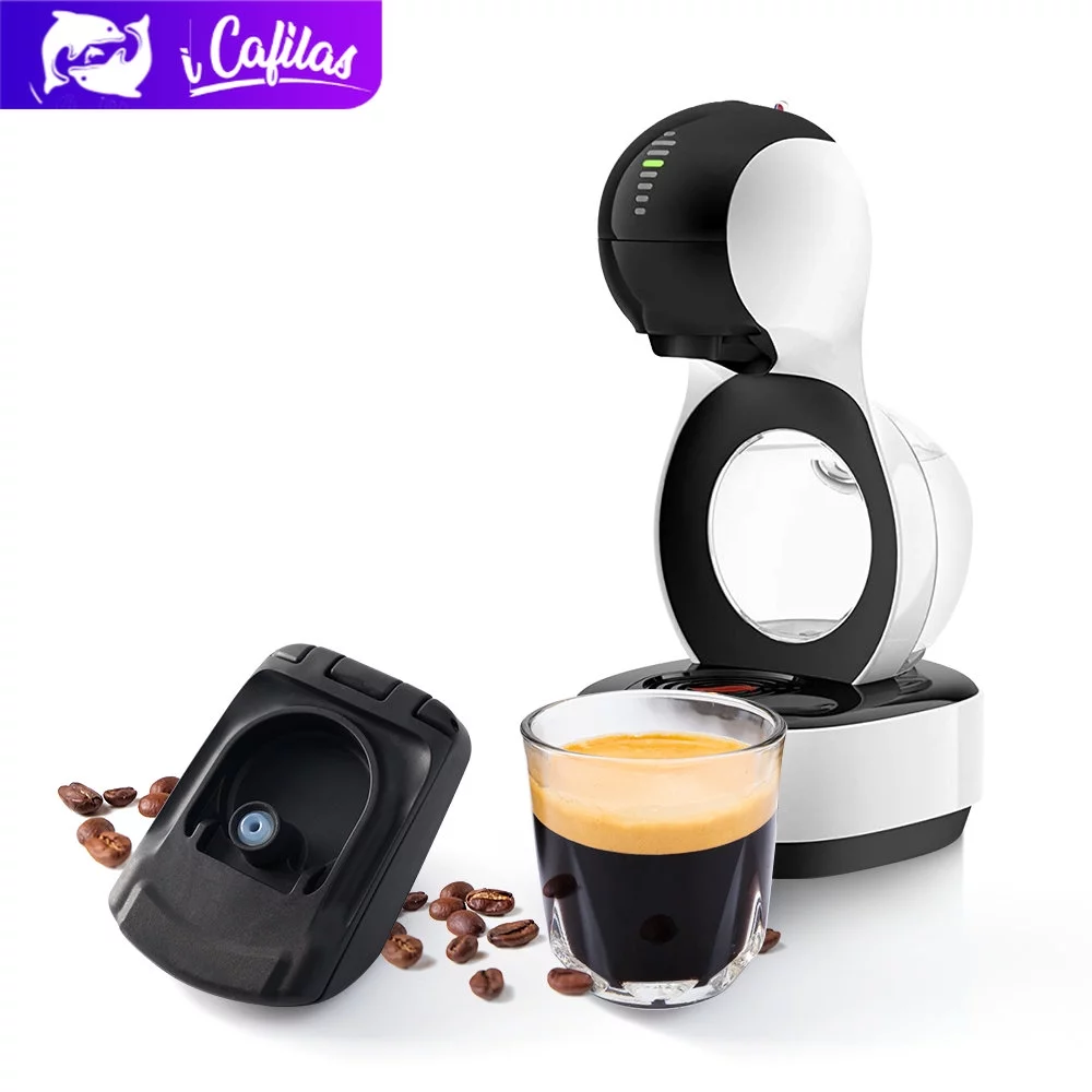 i Cafilas Reusable Coffee Adapter Pods Capsule Filter Refillable Crema Maker for DOLCE GUSTO Machine edg LUMIO DG325, 1 Adapter + 1 Tamper
