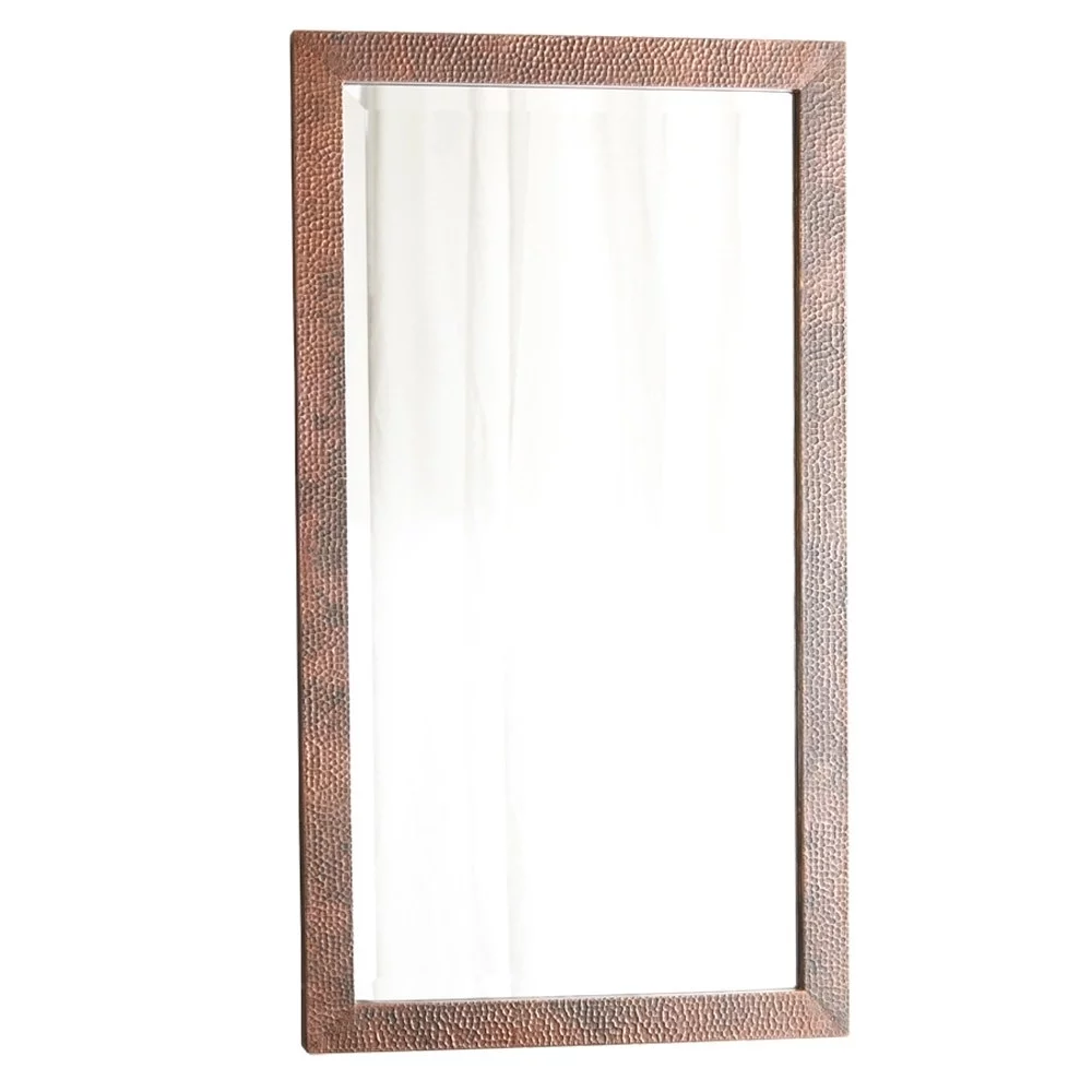 Native Trails Milano Hand Hammered Copper Small Rectangle Mirror - A Antique Copper Brown