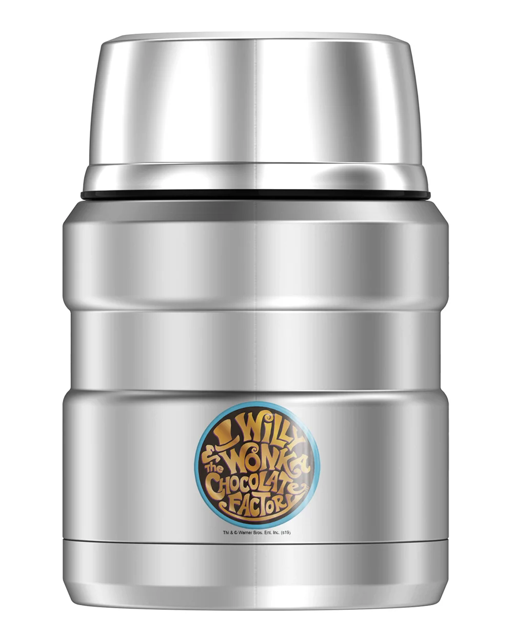 Willy Wonka & The Chocolate Factory Logo, THERMOS STAINLESS KING Stainless Steel Food Jar with Folding Spoon, Vacuum insulated & Double Wall, 16oz