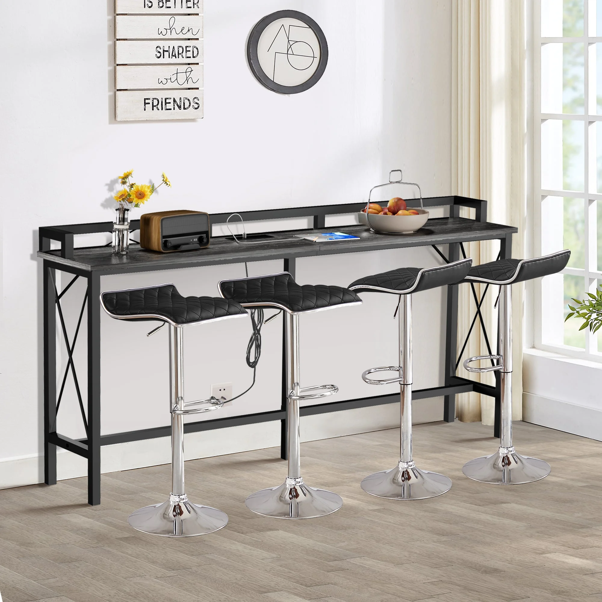 VECELO 5-Piece Console Table and Stool Set, 70.9