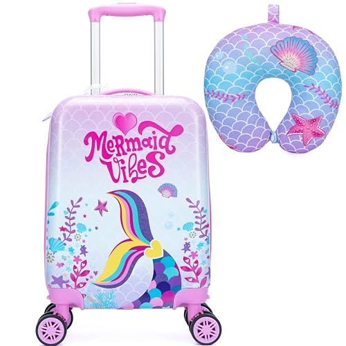 Kid’s Luggage Set 2 Piece Suitcase Set 16’’ Hardside Luggage with Spinner Wheels Girls Boys Carry on Toddler Luggage Travel Rolling Luggage Carry on Luggage Airline Approved Football