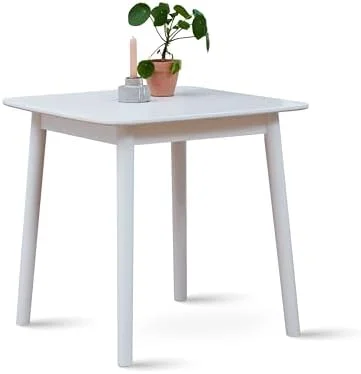 RUNFAYBIU Aslan 29.5" Square Wooden Dining Table/Mid Century Modern Solid Wood Kitchen Desk (Black)