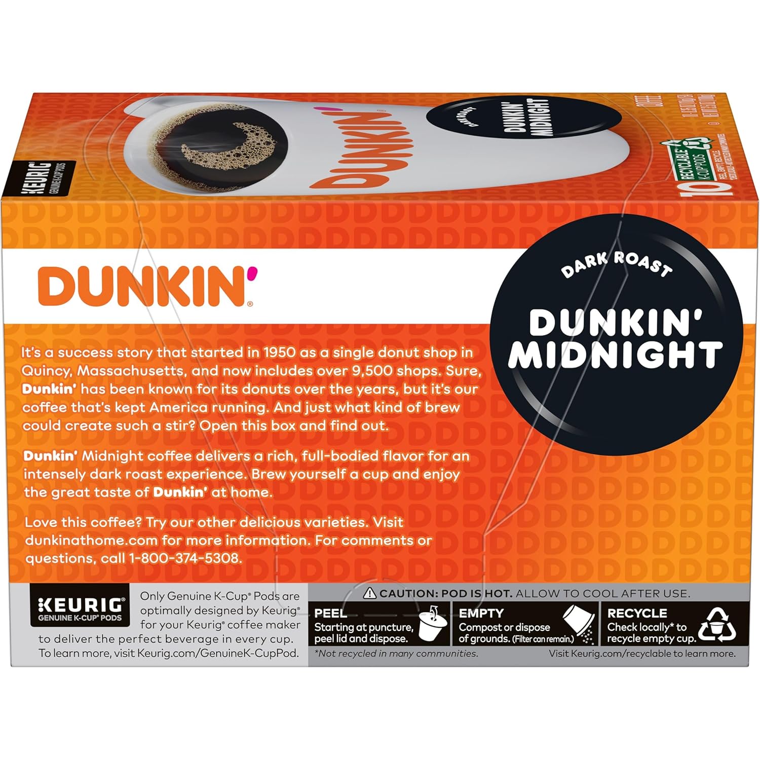 Dunkin' Midnight Dark Roast Coffee, 60 Keurig K-Cup Pods