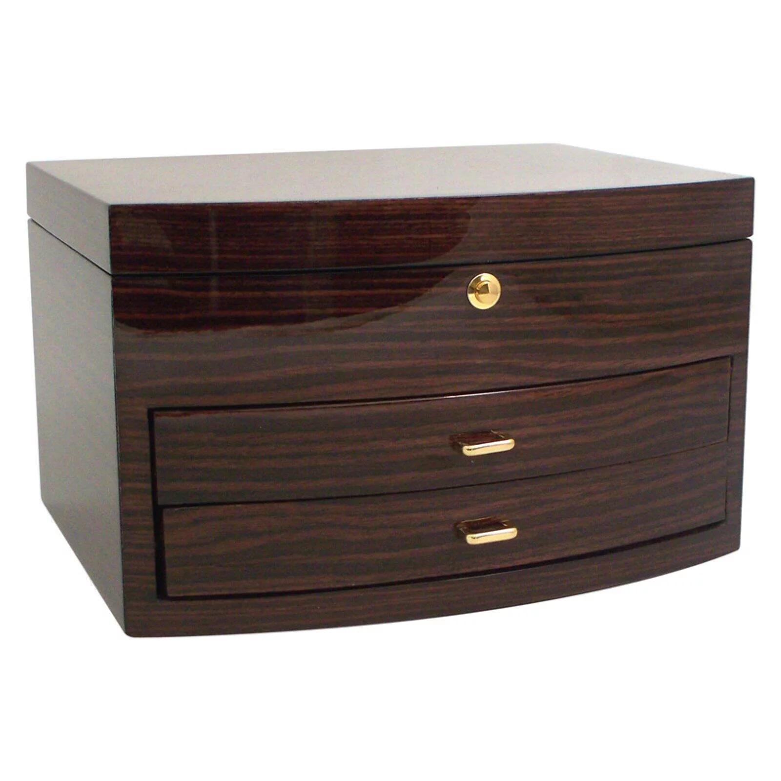 Bey-Berk International BB594EBN Lacquered Ebony Zebra Wood Jewelry Box