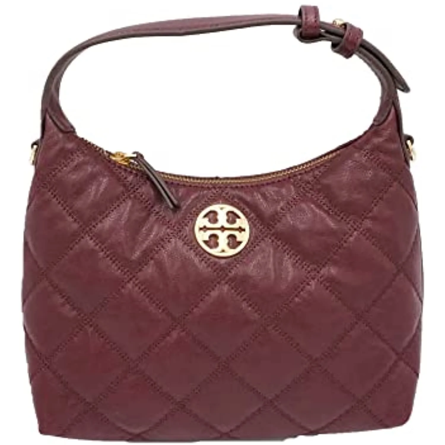 Tory Burch Women's Willa Quilted Leather Mini Hobo Bag (Claret)
