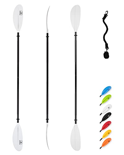OCEANBROAD Kayak Paddle 86in/218cm, 90.5in/230cm, 95in/241cm Alloy Shaft Kayaking Boating Canoeing Oar with Paddle Leash