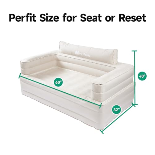 Single Inflatable Chair Sofa, Camping Lounger for Rest, Integrated Outdoor Air Sofa, Blow Up Couch with Electric Pump for Camping Picnic Beach Travel, Sandy