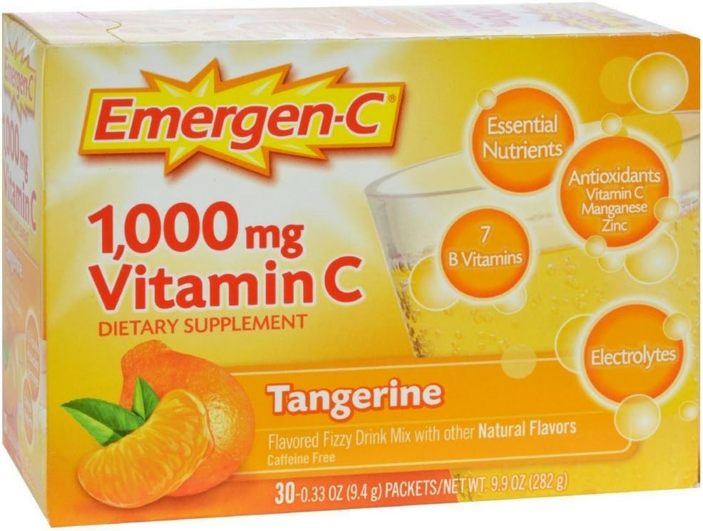 Emergen-C Vitamin C Tangerine Flavored Drink Mix 30 Packets, 0.33 oz