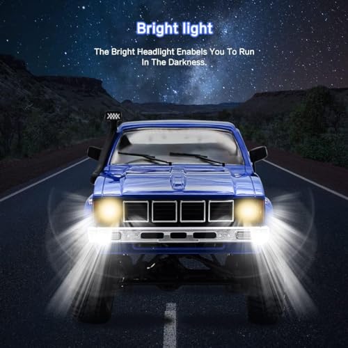 Mostop RC Crawler Truck, C24 Pickup Truck with LED Light, 4x4 Off-Road RC Rock Crawler,2.4Ghz Remote Control Car All Terrain Truck Crawler,Throttle & Steering Control,2 Batteries, Ideal Gift