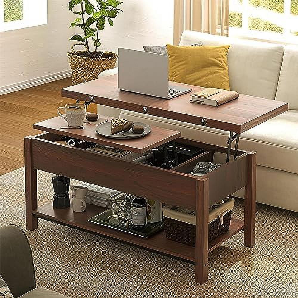 xrboomlife Lift Top Coffee Table  4-in-1 Multi- Convertible Coffee Table with   Coffee Table Converts to Dining Table for Living Room Reception Room Office  (Espresso)