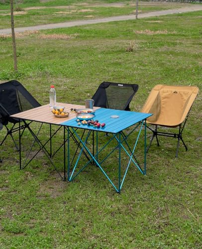 iClimb Ultralight Compact Camping Folding Table with Carry Bag (Blue - S)