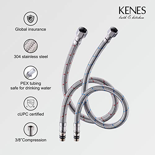 KENES Brushed Nickel Vessel Sink Facuet Single Handle Tall Bathroom Sink Faucet Vanity Bathroom Faucet Basin Mixer Tap with Water Supply Hose and Pop Up Sink Drain, LJ-9031A