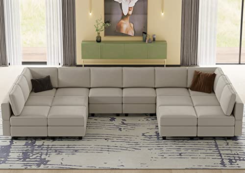 Belffin Oversized Modular sectional Sofa with Double Chaises U Shaped Sectional Sleeper Sofa Couch Reversible Sectional Sofas with Storage Velvet Black