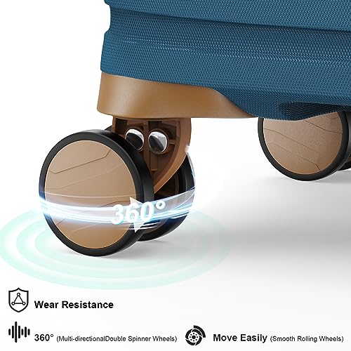 Joyway Carry On Luggage 20 Inch Expandable Suitcase with Spinner Wheel, 4 Piece Hard Shell Luggage Set with TSA Lock(White brown)