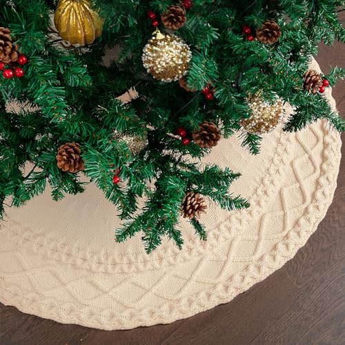 Mr. Pen- Christmas Tree Skirt 48 inches, Knitted Christmas Skirt Tree, Xmas Tree Skirt