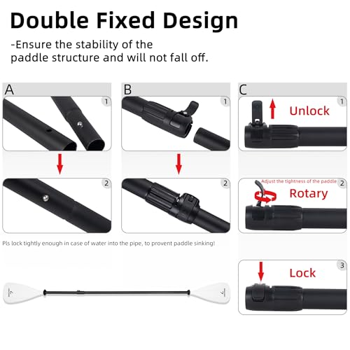 LEDONNE SUP Paddle 4-Piece Adjustable Kayak Paddle Floating Lightweight Paddle Board Oar with Aluminum Alloy Shaft and 2 Nylon Blades Best Price Based on Our 3 Million Sets Per Year 500 bought monthly