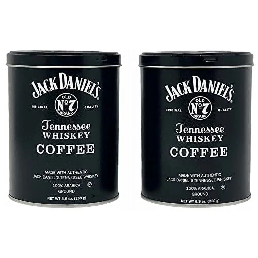 Jack Daniels Coffee (Pack of 2, 8.8oz each) bundled with a complimentary measuring spoon (1 Tbsp / 15ml) - 100% Arabica - Medium Roast - Ground Gourmet Coffee - Kosher