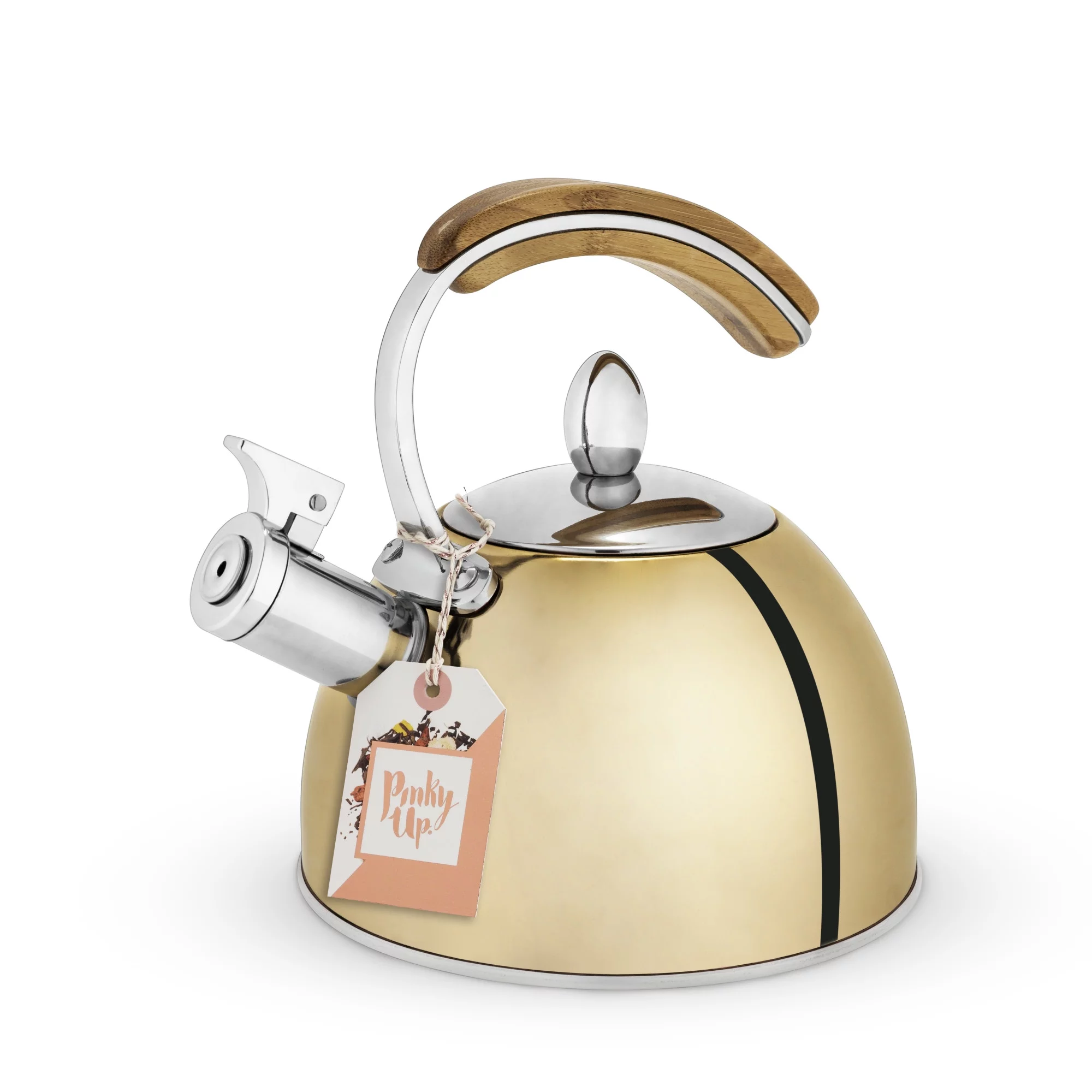 Pinky Up Presley Gold Tea Kettle - Induction Stainless Steel Whistling Kettle
