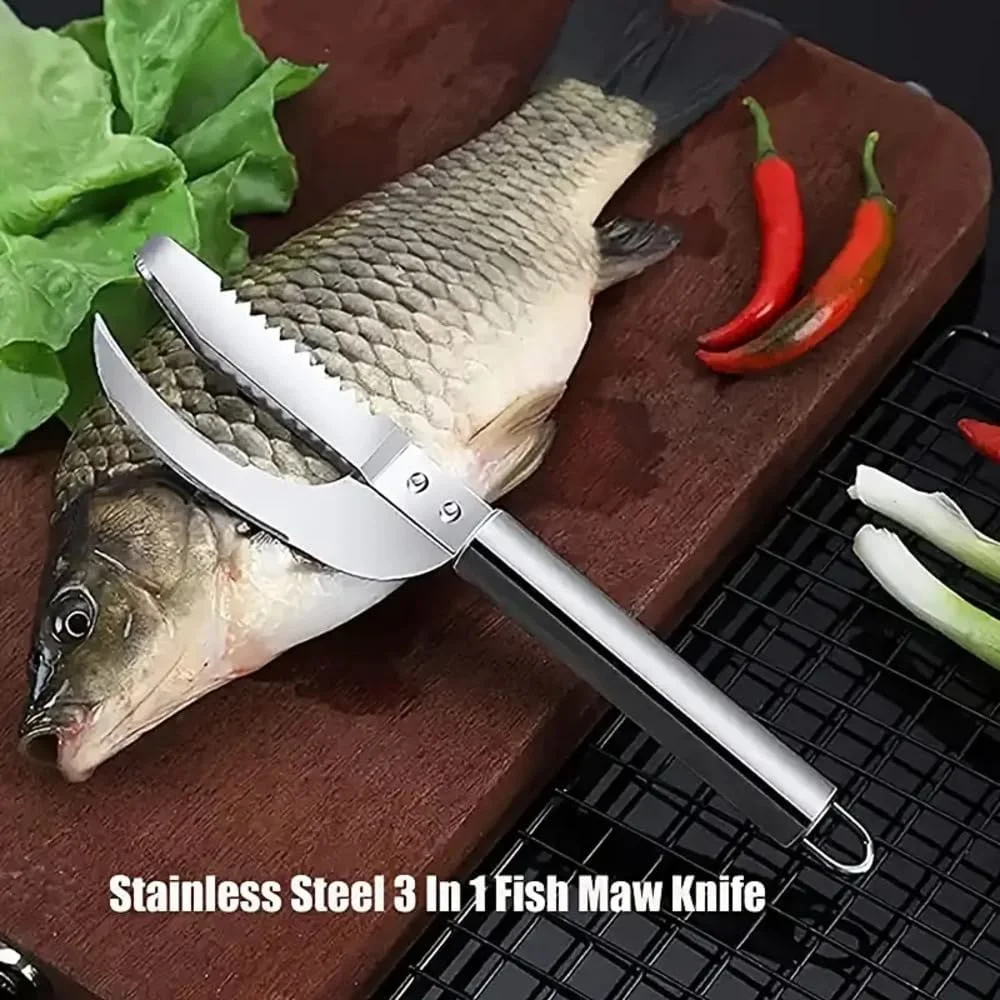 1Pc Stainless Steel Fish Scale Knife With Sawtooth Peelers And Scraping Boning Filleting Tool