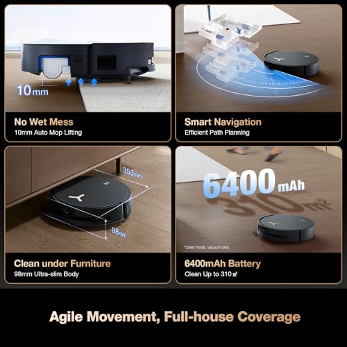 ECOVACS DEEBOT T50 MAX PRO Omni Robot Vacuum and Mop, 18,500Pa Suction, 18mm Auto-Lift, ZeroTangle &TruEdge 2.0, AIVI 3.0 Obstacle Avoidance, Auto Hot Water Mop Wash/Dry/Refill, Self-Emptying