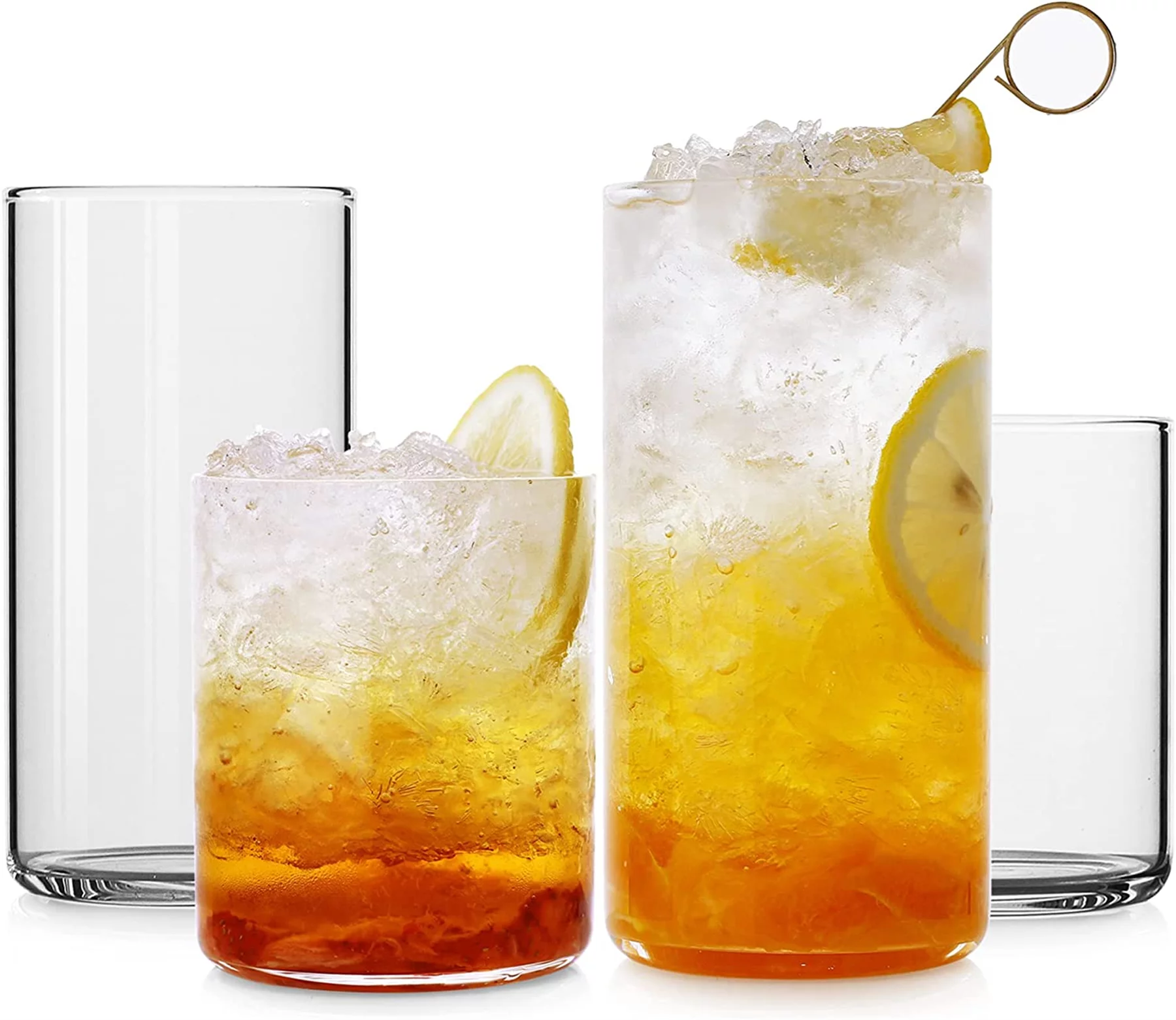 Two drinking glasses in a set of 15 ounces, used for water, juice, beer, drinks, cocktails and mixed drinks, lead-free juice glasses, glass drink glasses