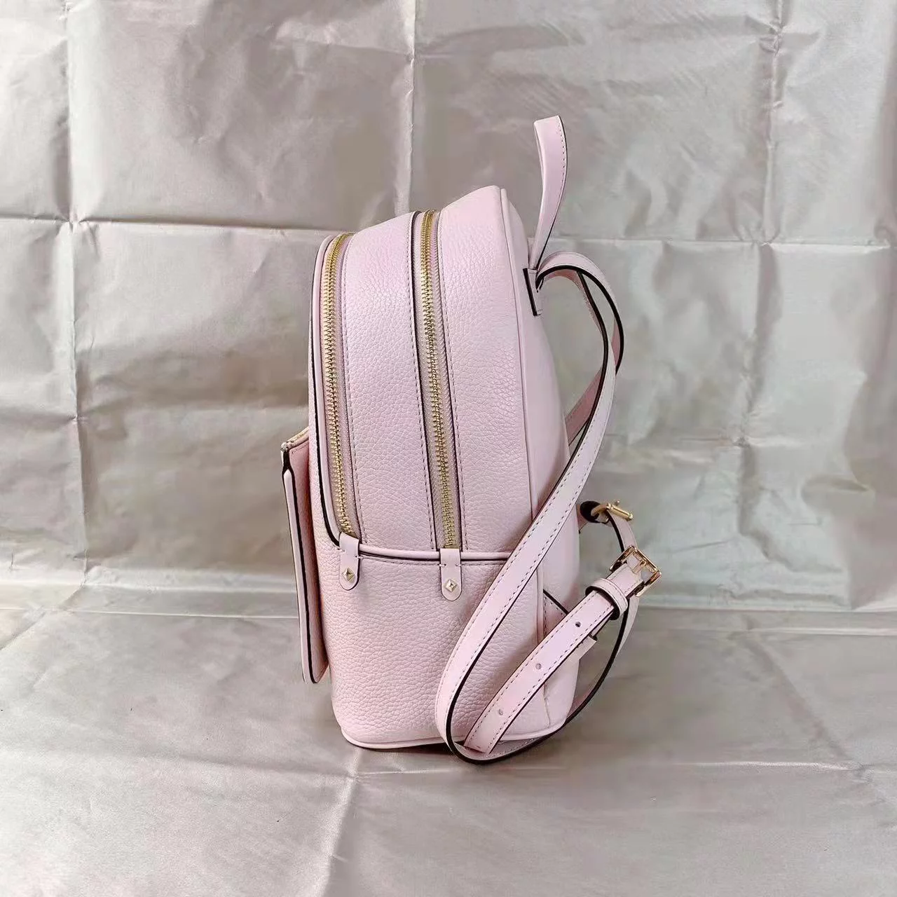 Michael Kors Adina Kenly Backpack Powder Blush Pink Pebbled Leather